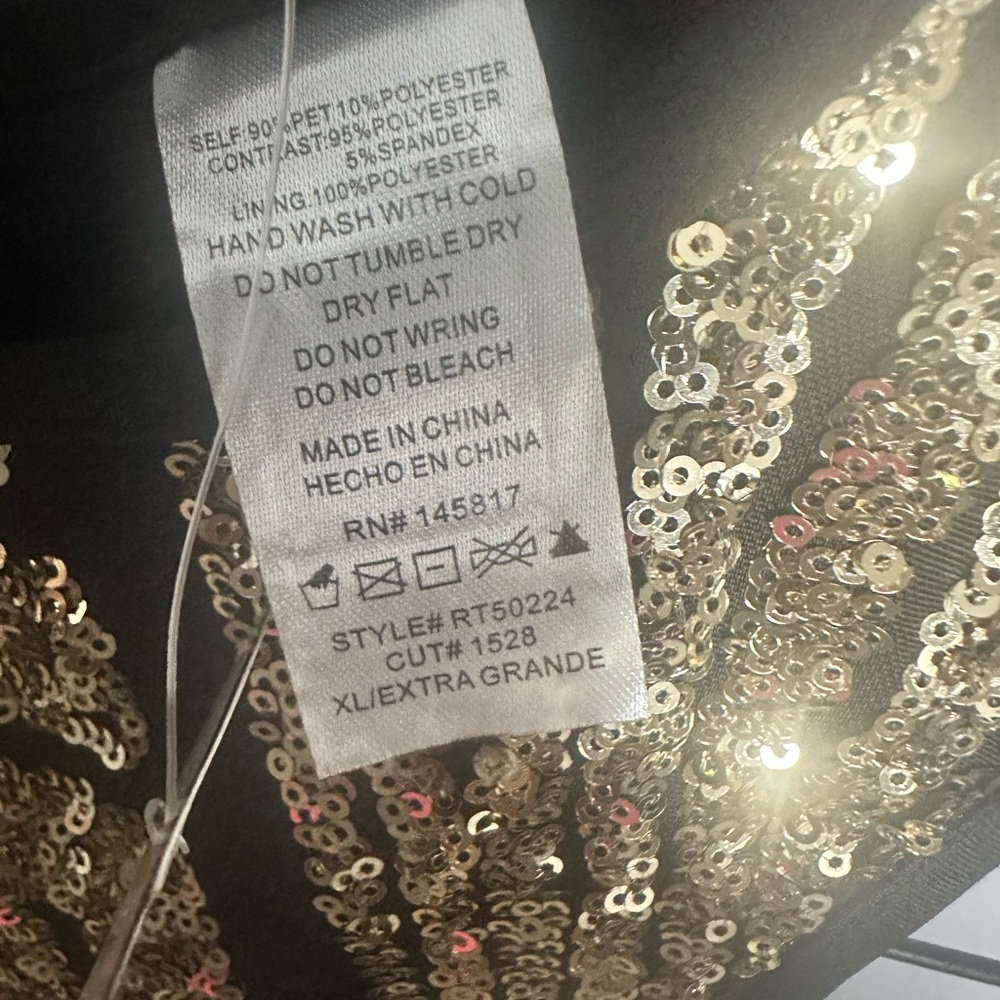 Windsor Gold and Black Sequin Crop Top XL Stretch - Picture 7 of 7